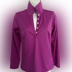 Nike Golf Poli Top - S purple.  Polyester spandex.  Quarter sleeve